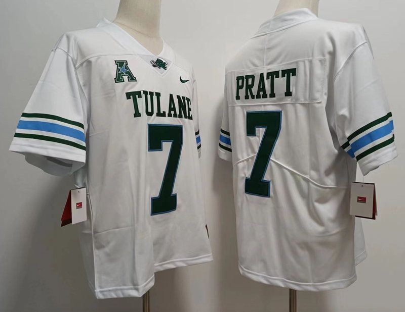 Men #7 Pratt White Nike 2025 NCAA Jersey